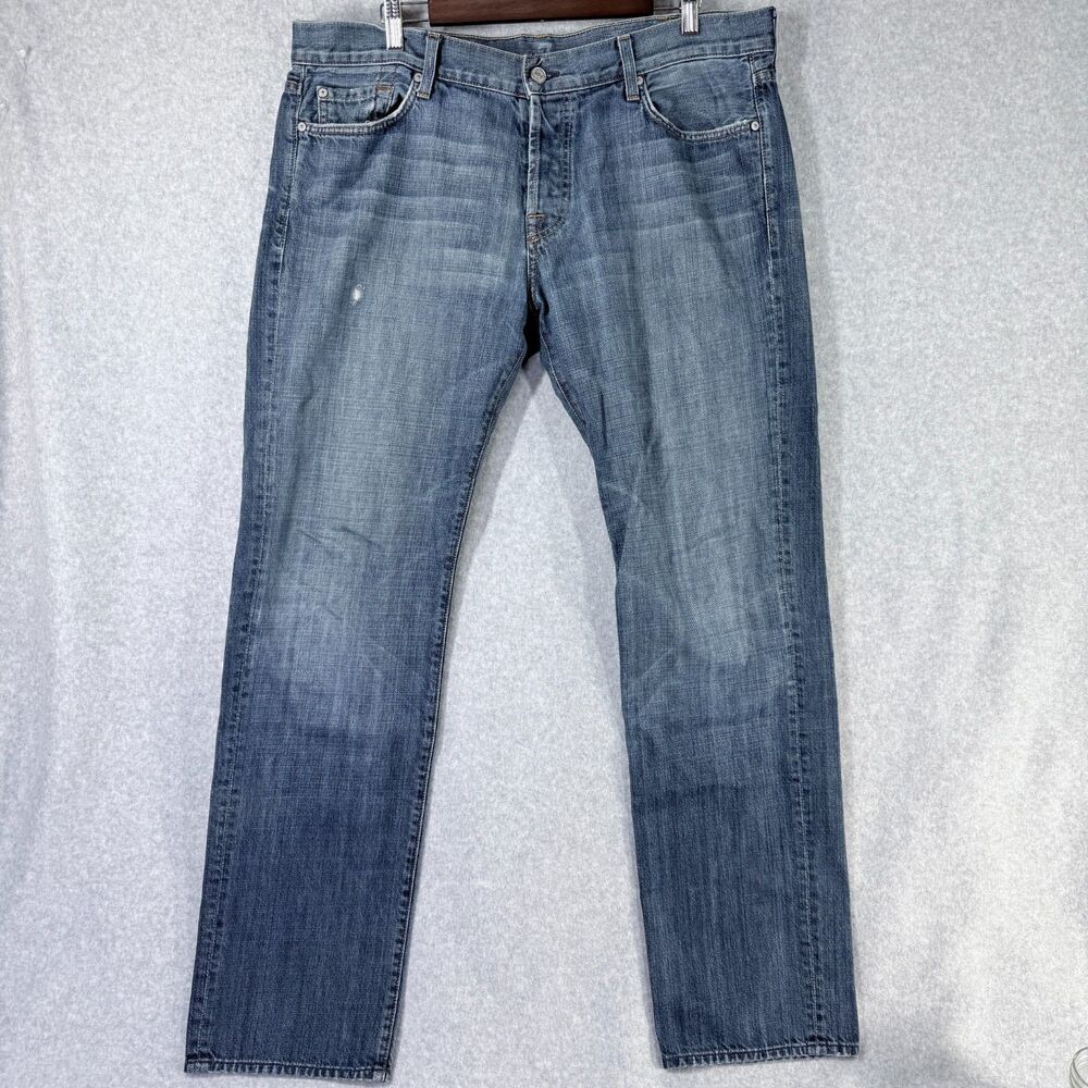 7 For All Mankind Jeans Mens 38(Fit 40x34) Standard Button Fly Straight Med Wash